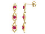 3/4 Carat (ctw) Lab-Created Ruby Earrings in Sterling Silver with Yellow Plating